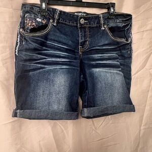 Mudd Dark Blue Jean Shorts for Women